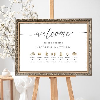 Elegant and Minimal Wedding Order of Events Sign | Zazzle