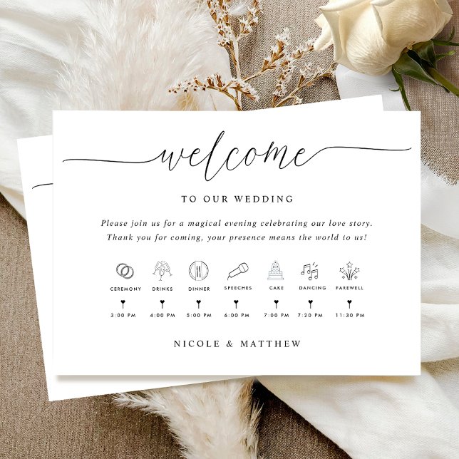 Elegant and Minimal Wedding Program with Timeline (Creator Uploaded)