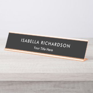 Elegant And Minimalist Black Desk Name Plate