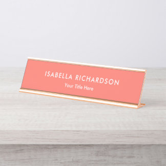 Elegant And Minimalist Coral Desk Name Plate