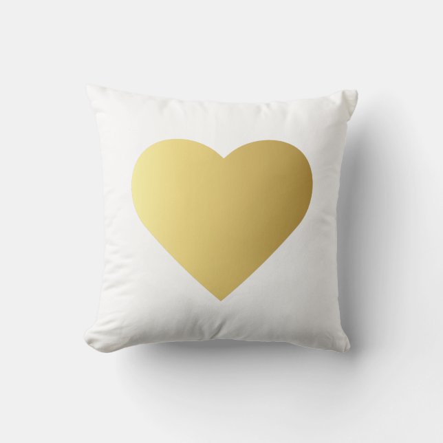 Elegant And Minimalist Faux Gold Heart Throw Pillow (Front)