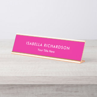 Elegant And Minimalist Magenta Desk Name Plate