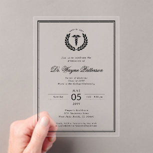 Elegant and Minimalist Medical School Graduation Acrylic Invitations