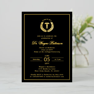Elegant and Minimalist Medical School Graduation Foil Invitation