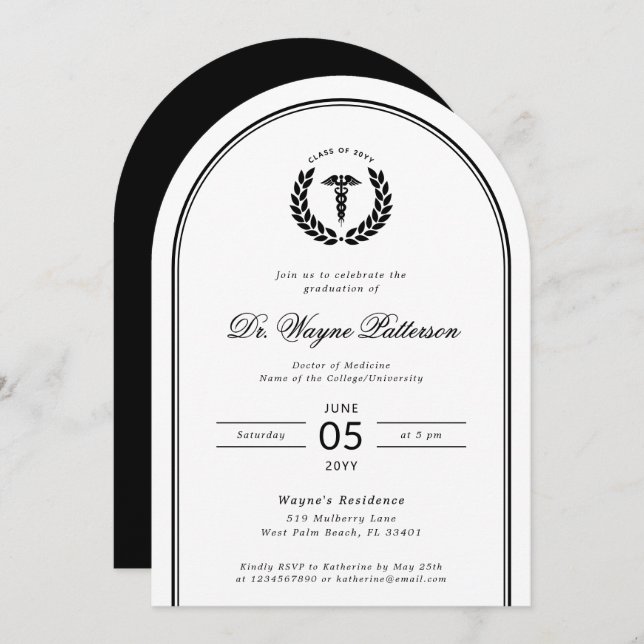 Elegant and Minimalist Medical School Graduation Invitation (Front/Back)