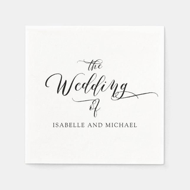 Elegant and Minimalist Personalized Wedding Napkins (Front)