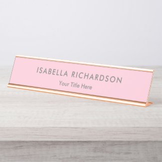 Elegant And Minimalist Pink Desk Name Plate