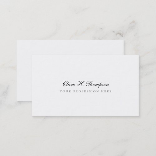 elegant and minimalist professional script white business card