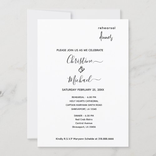 Elegant and Minimalist Rehearsal Dinner Invitation