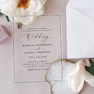 Elegant and Minimalist Wedding  Acrylic Invitations