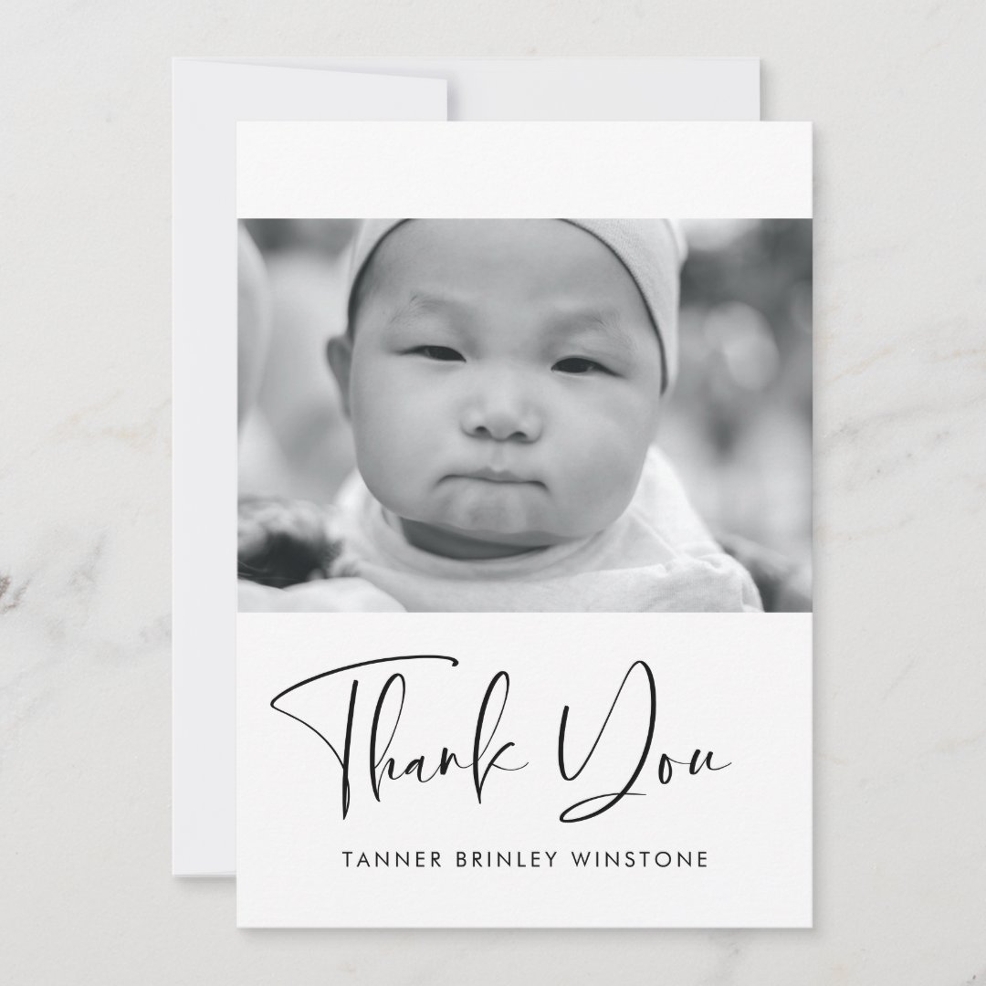 Elegant and modern Baby shower Thank You Card Zazzle
