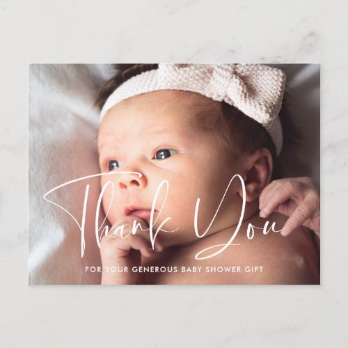 Elegant and modern Baby shower thank you Postcard