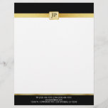 Elegant and Modern black and Gold with Initials Letterhead<br><div class="desc">Elegant and Modern black and Gold letterhead. Add your initials. 

 Custom design request accepted. Click the 'ask the designer link' below to send me a message.</div>