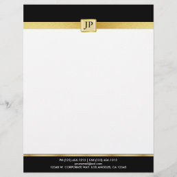 Elegant and Modern black and Gold with Initials Letterhead