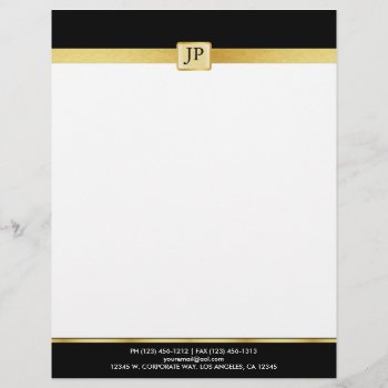 Elegant And Modern Black And Gold With Initials Letterhead by eatlovepray at Zazzle