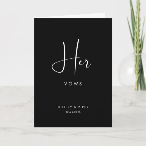 Elegant and modern black and white Her vows Card