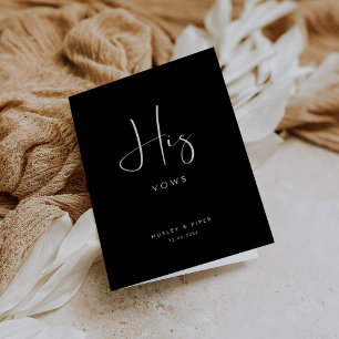 Elegant and modern black and white His vows Card