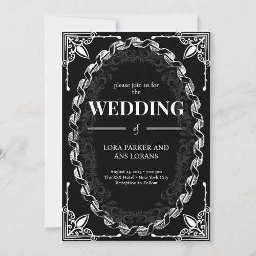Elegant and modern Black and White Wedding  Invitation