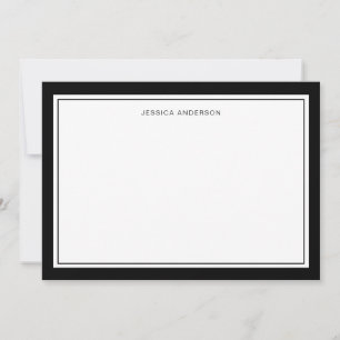 Elegant And Modern Black Borders Personalized Note Card