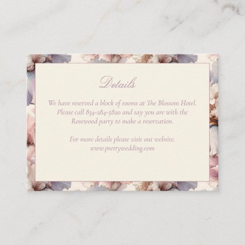 Elegant and Modern Blush and Mauve Flower Wedding  Enclosure Card