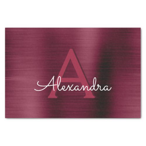 Elegant and Modern Burgundy Marsala Monogram Tissue Paper