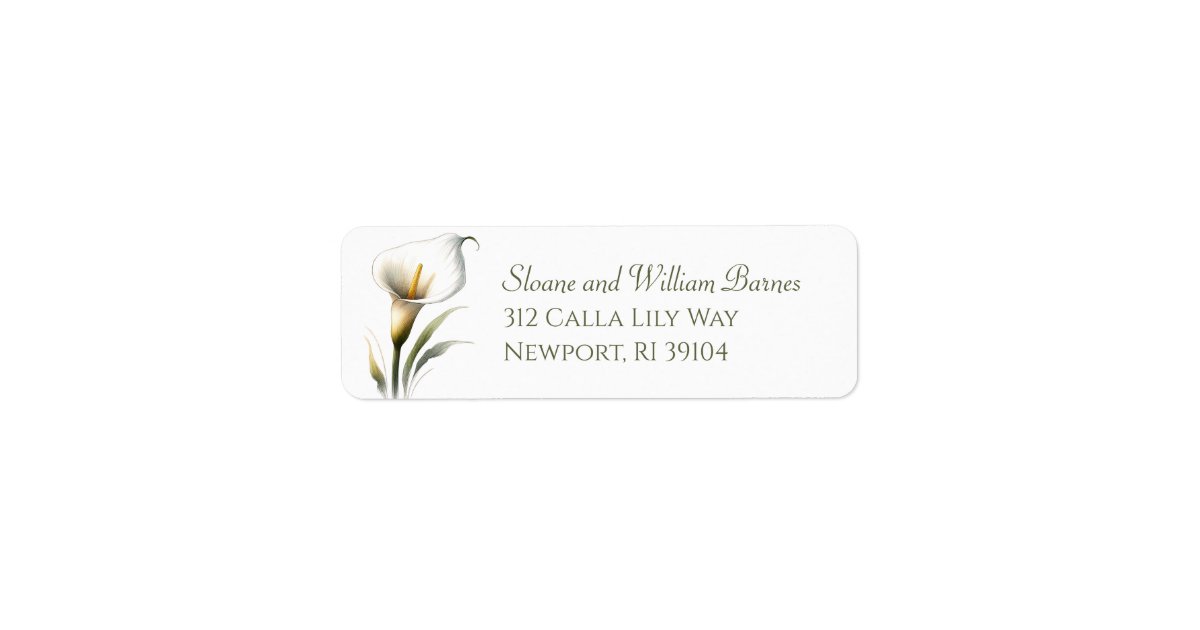 Elegant and Modern Calla Lily Chic Return Address Label | Zazzle