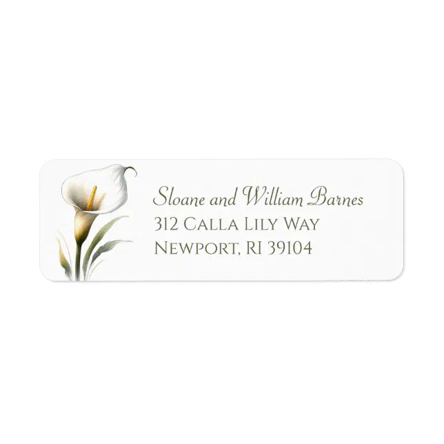 Elegant and Modern Calla Lily Chic Return Address Label | Zazzle