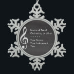 Elegant and Modern Chalkboard Musician Snowflake Pewter Christmas Ornament<br><div class="desc">The chalkboard or blackboard background features  treble clef symbol which seems to be drawn with chalk.  Check out this trendy and stylish musician ornament!</div>