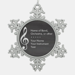 Elegant and Modern Chalkboard Musician Snowflake Pewter Christmas Ornament