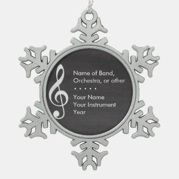 Elegant And Modern Chalkboard Musician Snowflake Pewter Christmas Ornament by ForTheMusician at Zazzle