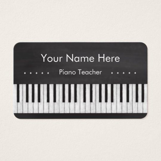 Elegant And Modern Chalkboard Piano Teacher Business Card