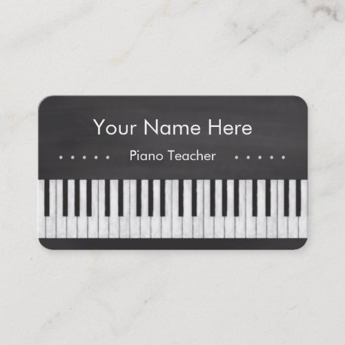 Elegant and Modern Chalkboard Piano Teacher Business Card Templates
