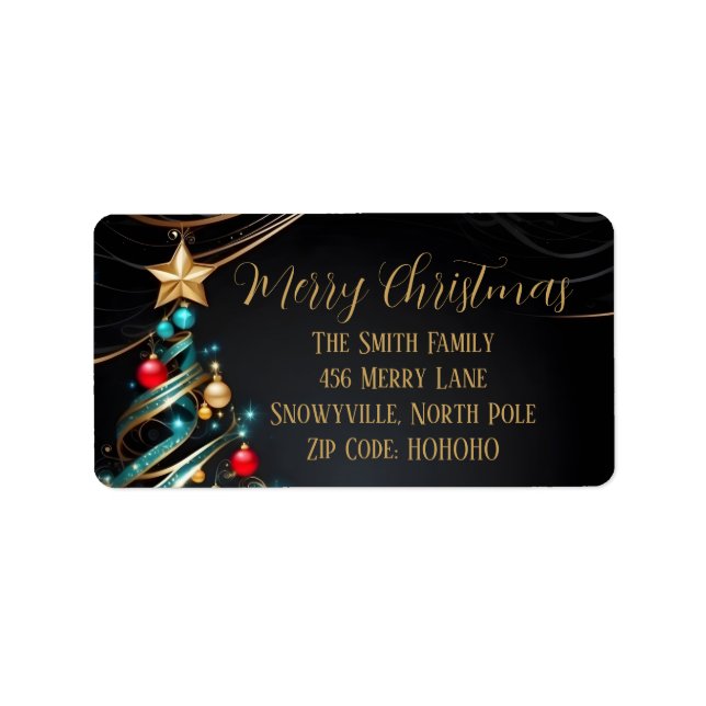 elegant and modern christmas tree Address Label (Front)