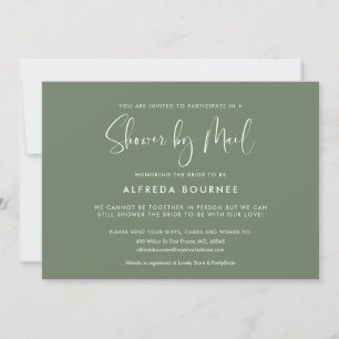 Elegant and modern Dark Sage Green Shower by mail Invitation