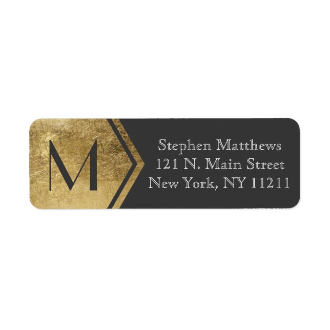Elegant and Modern Faux Gold Monogram Label (Front)