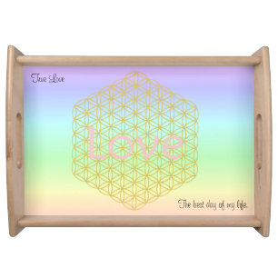 elegant and modern flower of life love serving tray