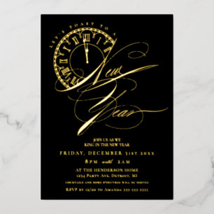 Elegant and Modern Foil New Year's Eve Party Foil Invitation