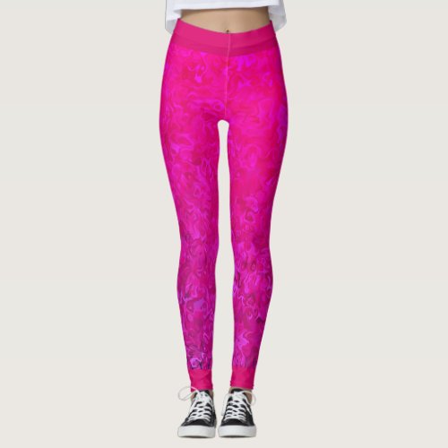 Elegant and modern fuschia pink abstract gradient leggings
