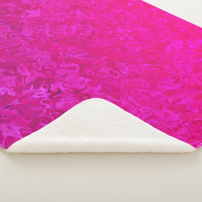 Elegant and modern fuschia pink abstract pattern sherpa blanket (3/4)