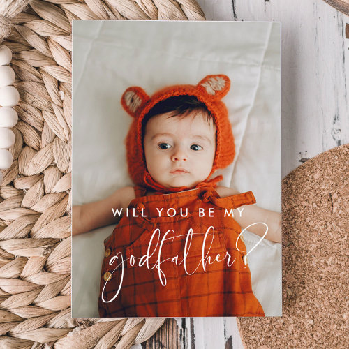 Elegant and modern Godfather proposal photo card