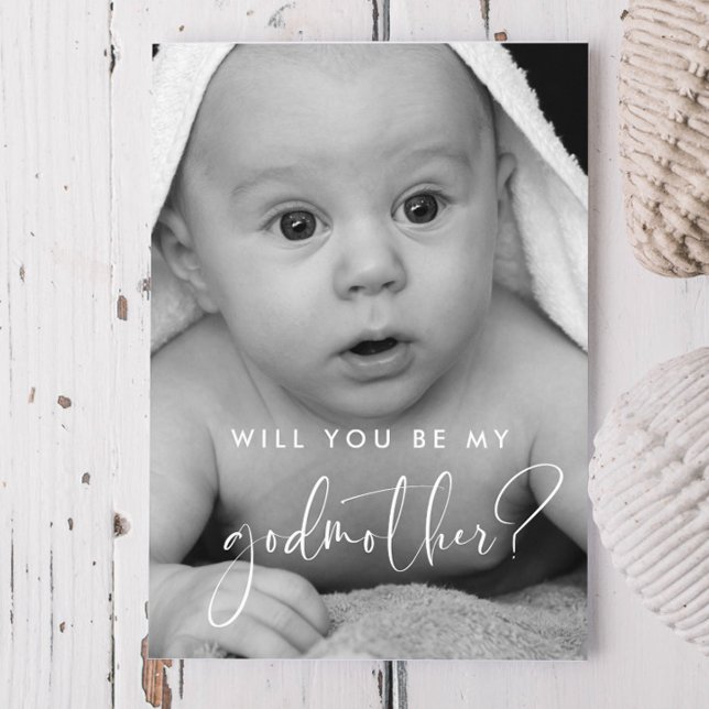 Elegant and modern Godmother proposal photo card (Creator Uploaded)