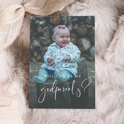 Elegant and modern Godparents proposal photo card