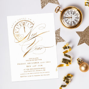 Elegant and Modern Gold New Year's Eve Party Invitation