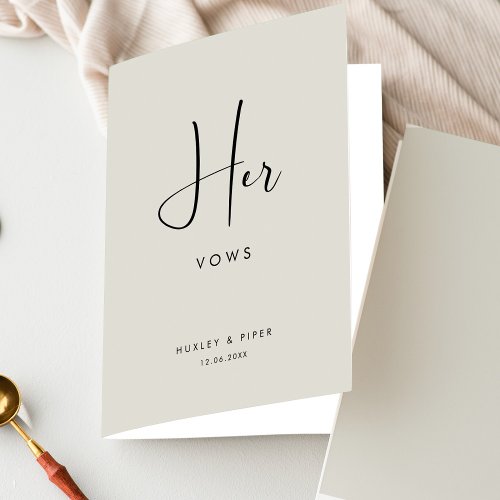 Elegant and modern Light Sage green Her vows Card