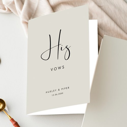 Elegant and modern Light Sage green His vows Card