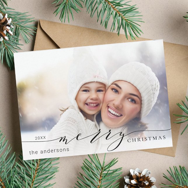 Elegant and Modern Merry Christmas Photo Holiday Card (Creator Uploaded)