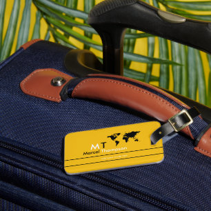 Elegant-and-Modern Monogram Travel Yellow Color Luggage Tag