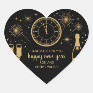 Elegant and Modern New Year's Eve Party Heart Sticker