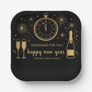 Elegant and Modern New Year's Eve Party Paper Plates