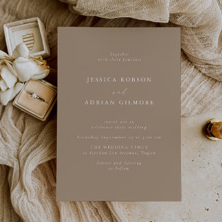 Elegant and Modern Pale Taupe Wedding Invitation